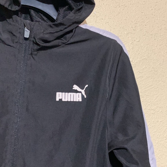 PUMA Light Jacket S 14-16 Black White with Hoodie Zip Up Pockets Polyester - Picture 4 of 16